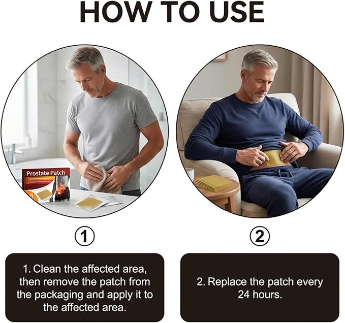 Muž vsedě lepí náplast na břicho
